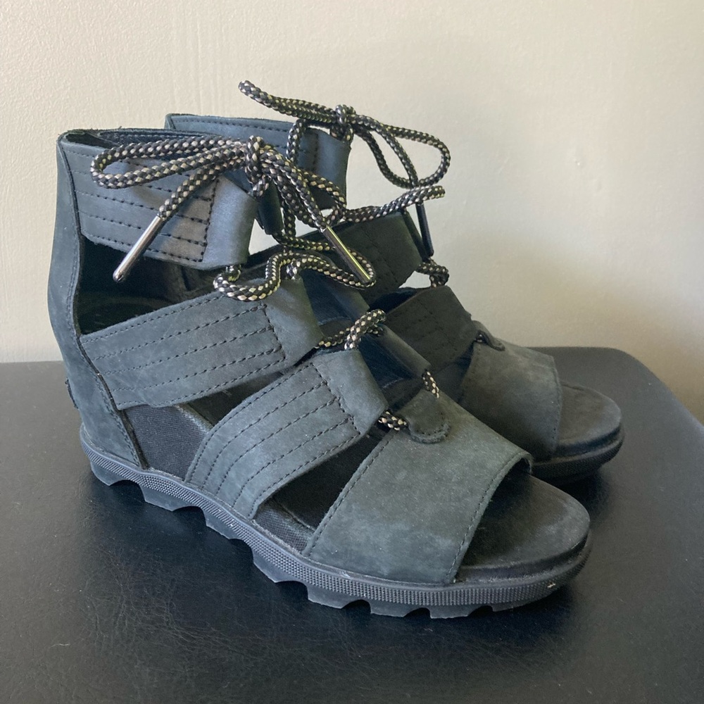 Women’s Black Joanie Sorel Wedge Lace Sandal